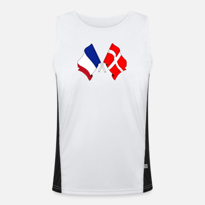 Drapeau de la France et drapeau du Danemark Débardeur respirant contrasté Homme 