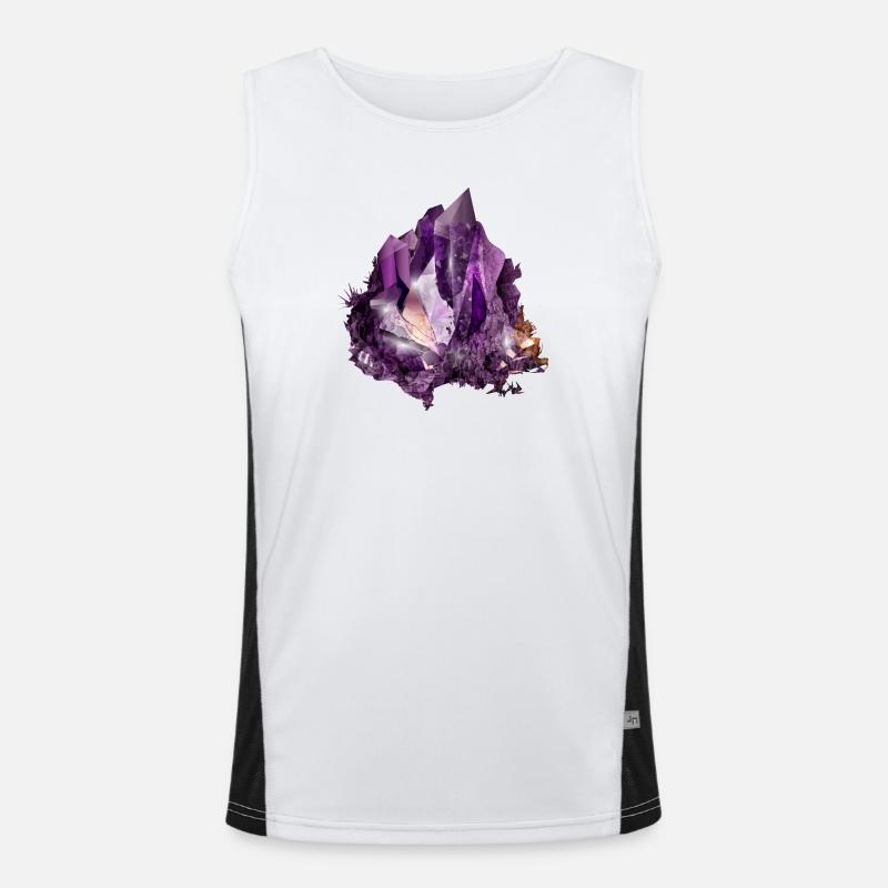 Luminous Violet Amethyst Crystal Motif Men's Functional Contrast Tank Top 