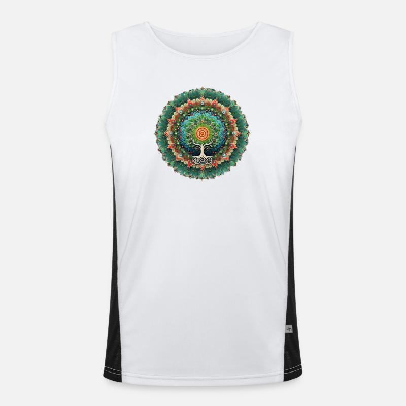 Mandala Baum des Lebens Bunt Funktionelles Kontrast-Tank Top für Männer 
