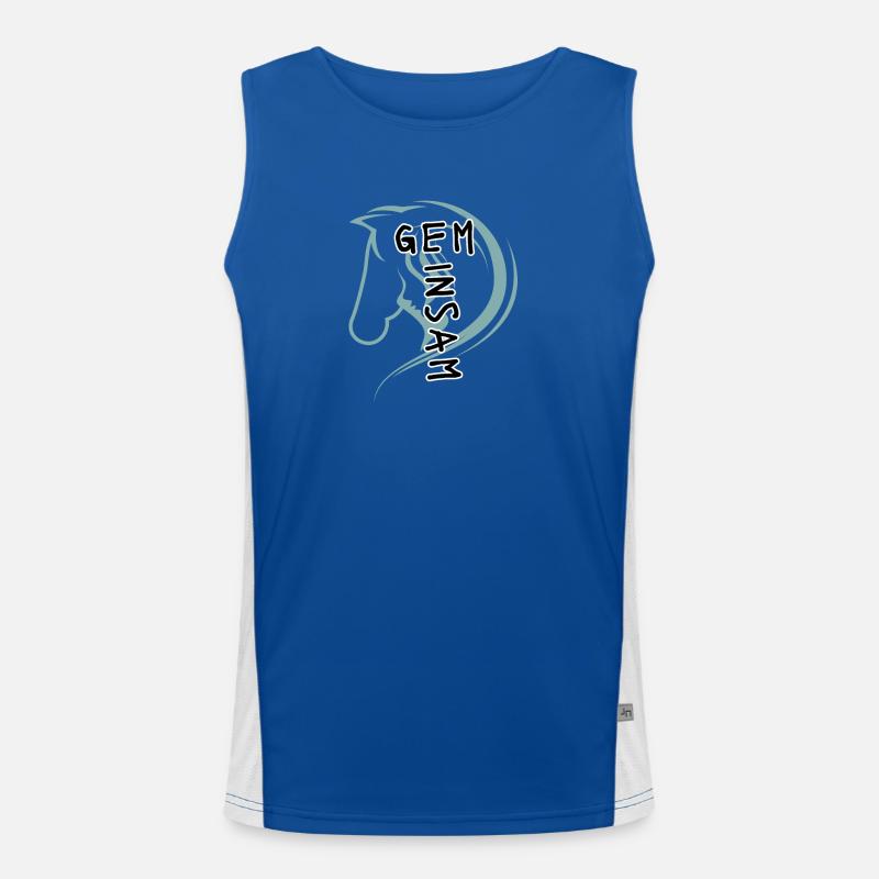 Pferdekopf mit Spruch Gemeinsam Funktionelles Kontrast-Tank Top für Männer 