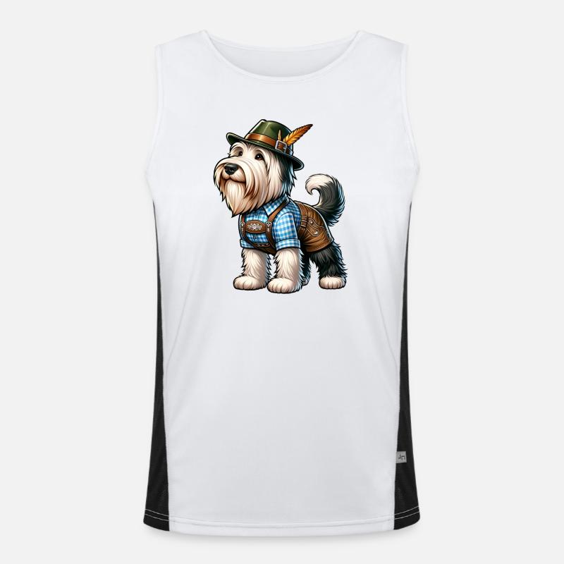 Bearded Collie Hund Bayern Funktionelles Kontrast-Tank Top für Männer 