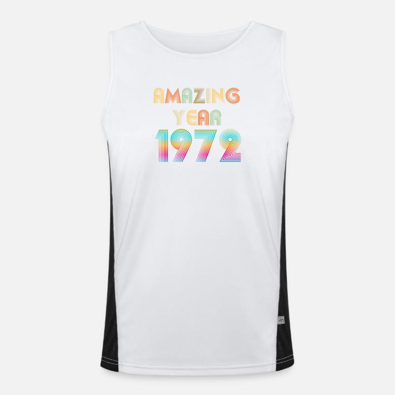 Amazing YEAR 1972 - Men's Functional Contrast Tank Top  - white/black