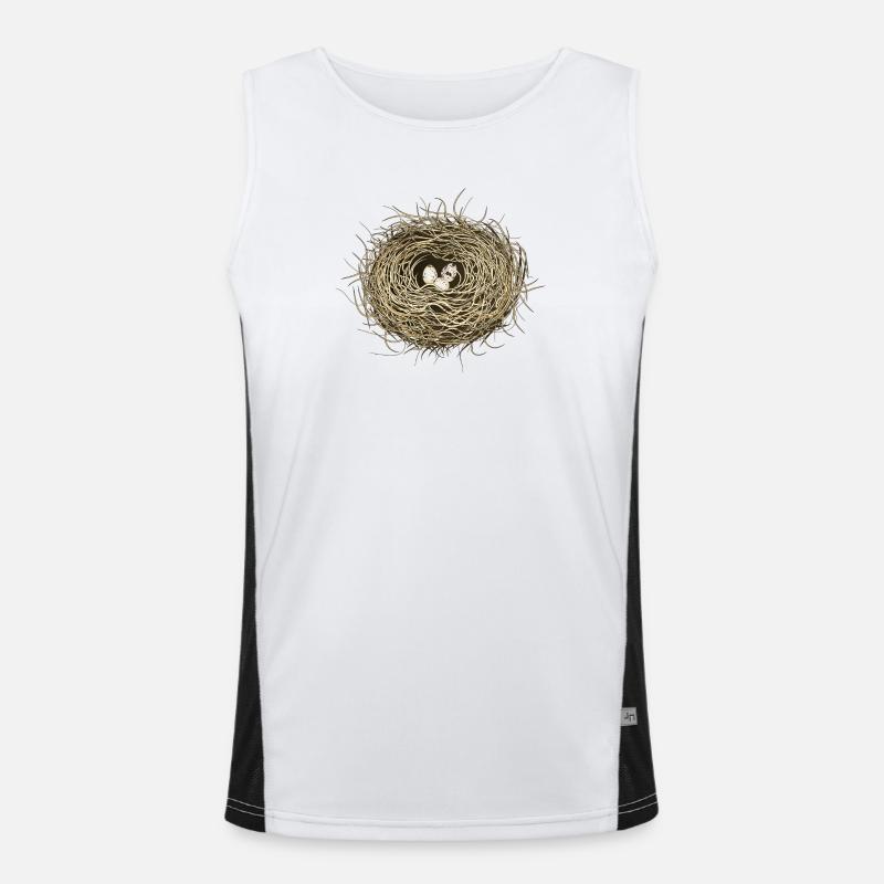 Vogelnest oder Osternest mit drei Vogel Eier Funktionelles Kontrast-Tank Top für Männer 