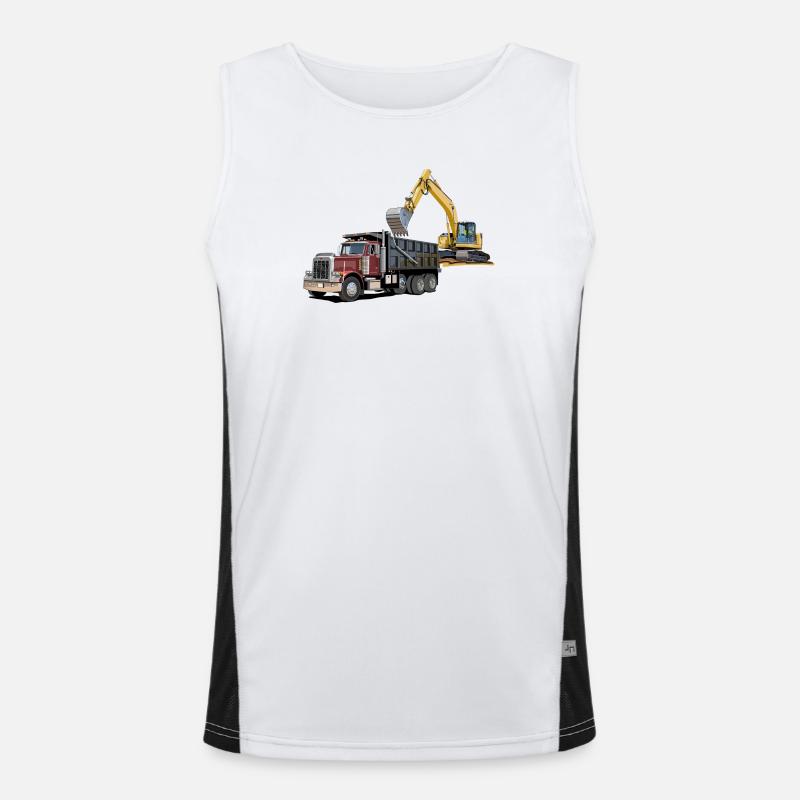 Lastwagen mit Bagger Funktionelles Kontrast-Tank Top für Männer 