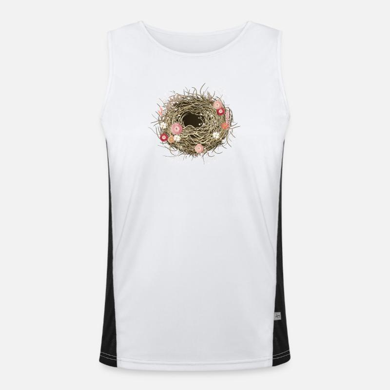 leeres Vogelnest oder Osternest mit Trockenblumen Funktionelles Kontrast-Tank Top für Männer 
