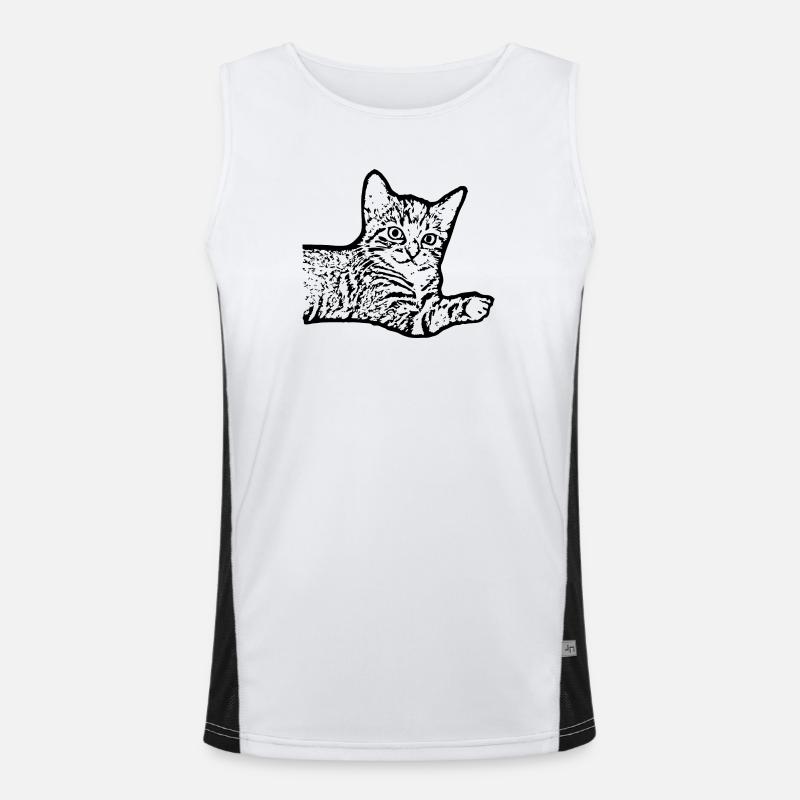 Katze schwarz Katzenbaby Kätzchen  Funktionelles Kontrast-Tank Top für Männer 