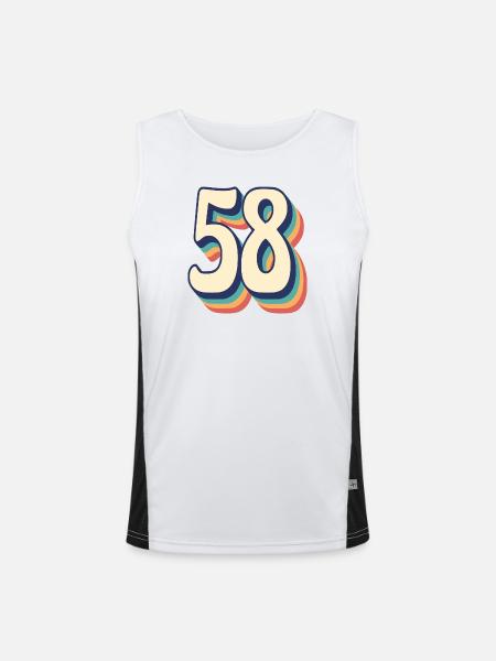 Vintage Retro T-Shirt Nummer 58 Fifty Eight - Funktionelles Kontrast-Tank Top für Männer  - Weiß/Schwarz - Vorne