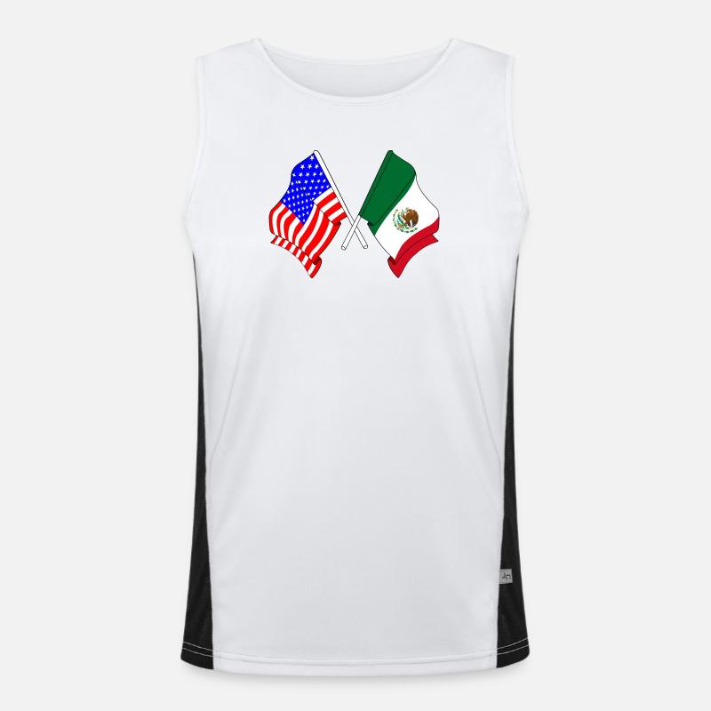 Drapeau des États-Unis et drapeau du Mexique croisés Débardeur respirant contrasté Homme 