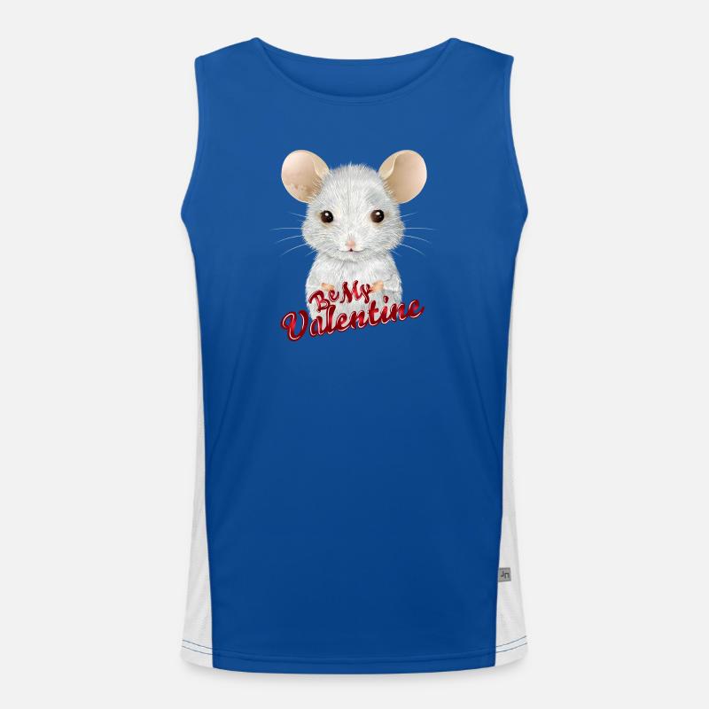 cute white mouse for valentine's day Men's Functional Contrast Tank Top 