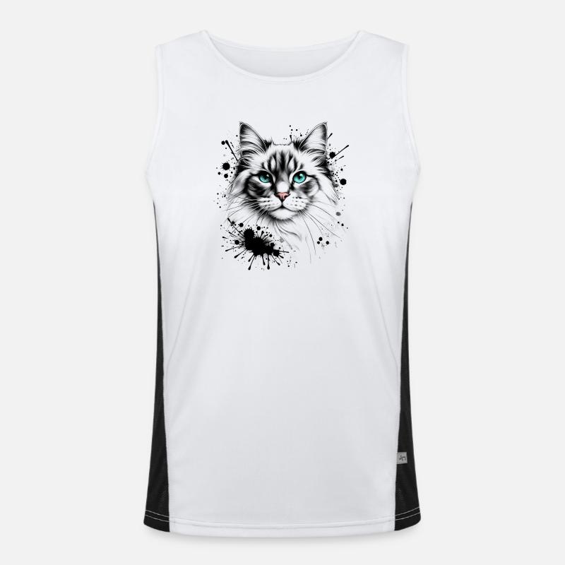 Chat mignon dans un design cool d’éclaboussures d’encre Débardeur respirant contrasté Homme 
