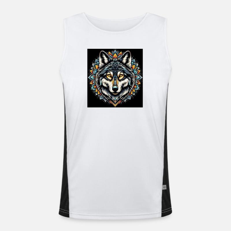 Wolf - Men's Functional Contrast Tank Top - white/black