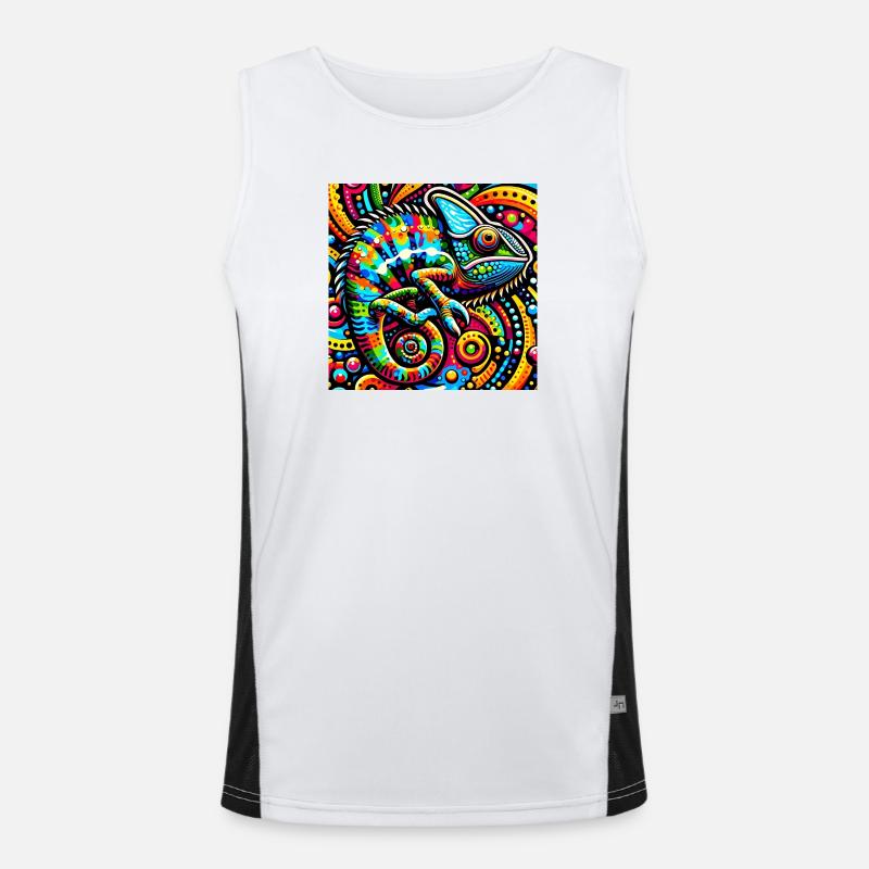 Chamäleon Pop Art Funktionelles Kontrast-Tank Top für Männer 