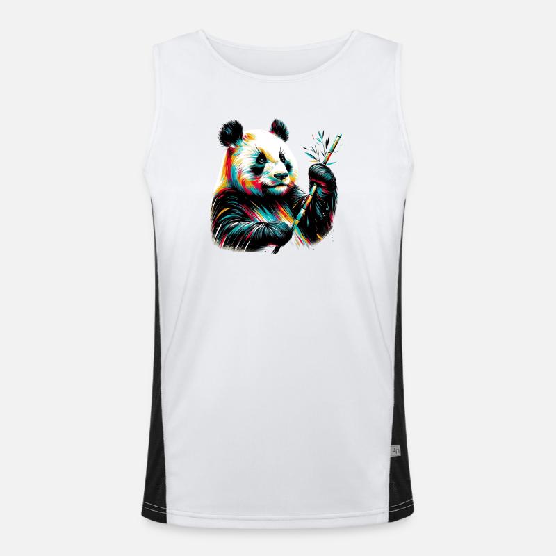 Panda - Men's Functional Contrast Tank Top - white/black