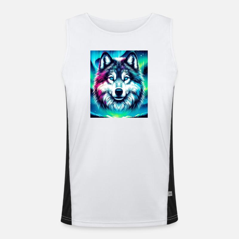 Wolf Husky Hund Funktionelles Kontrast-Tank Top für Männer 