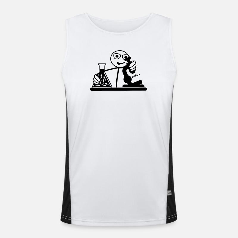 Biologist looks at seed in microscope - Men's Functional Contrast Tank Top  - white/black