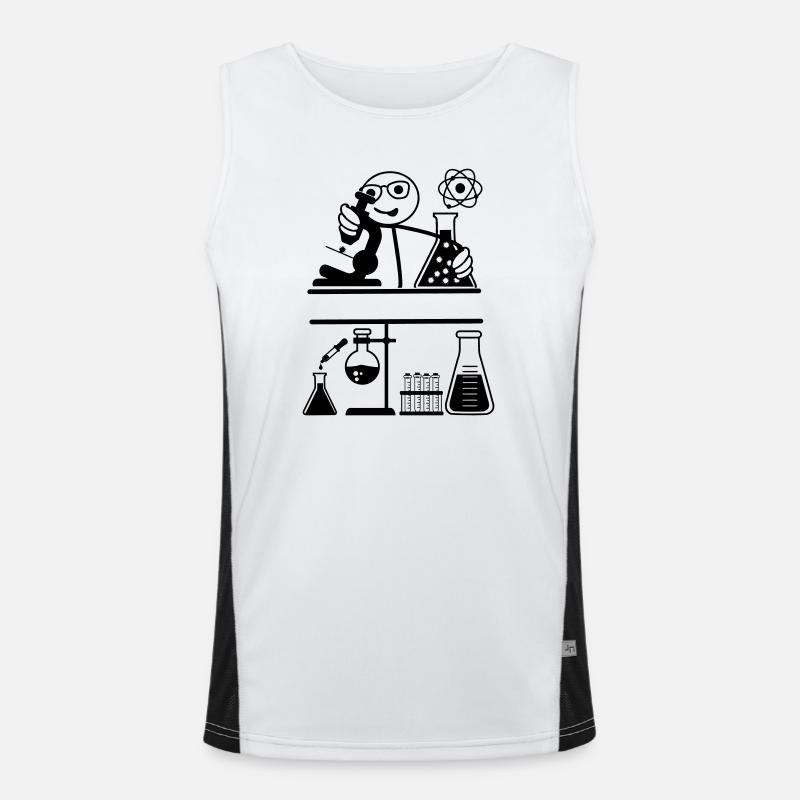 Lab with stickmen looking into microscope - Men's Functional Contrast Tank Top  - white/black