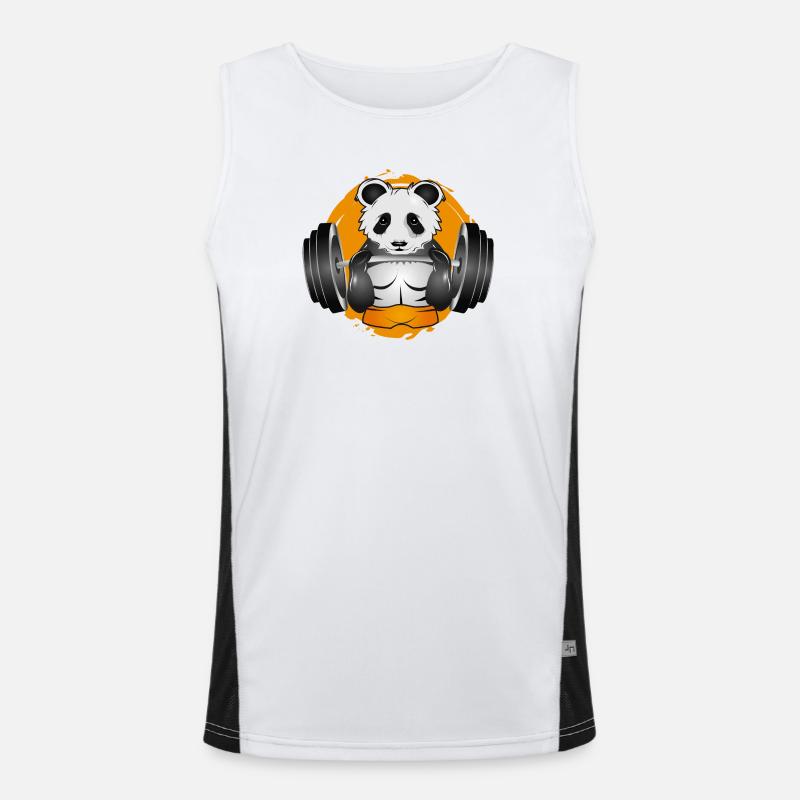 Bodybuilder Panda Bear Avec Haltère Dans Gym Patch Débardeur respirant contrasté Homme 
