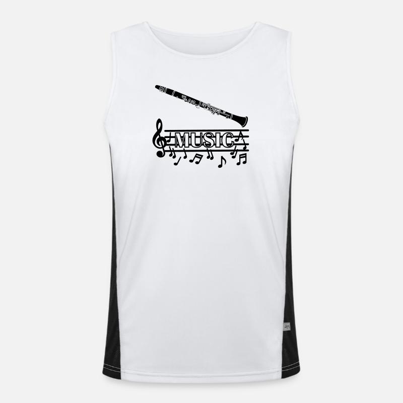 Clarinet wind instrument with musical tones underneath Men's Functional Contrast Tank Top 