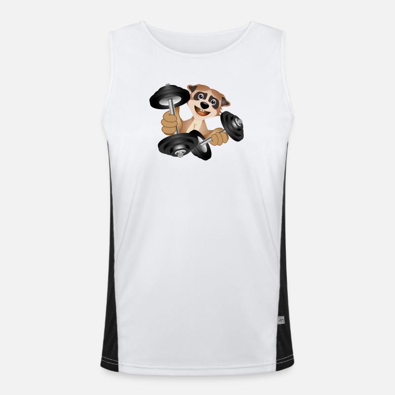 Bodybuilder Erdmännchen mit Hanteln beim Training Funktionelles Kontrast-Tank Top für Männer 