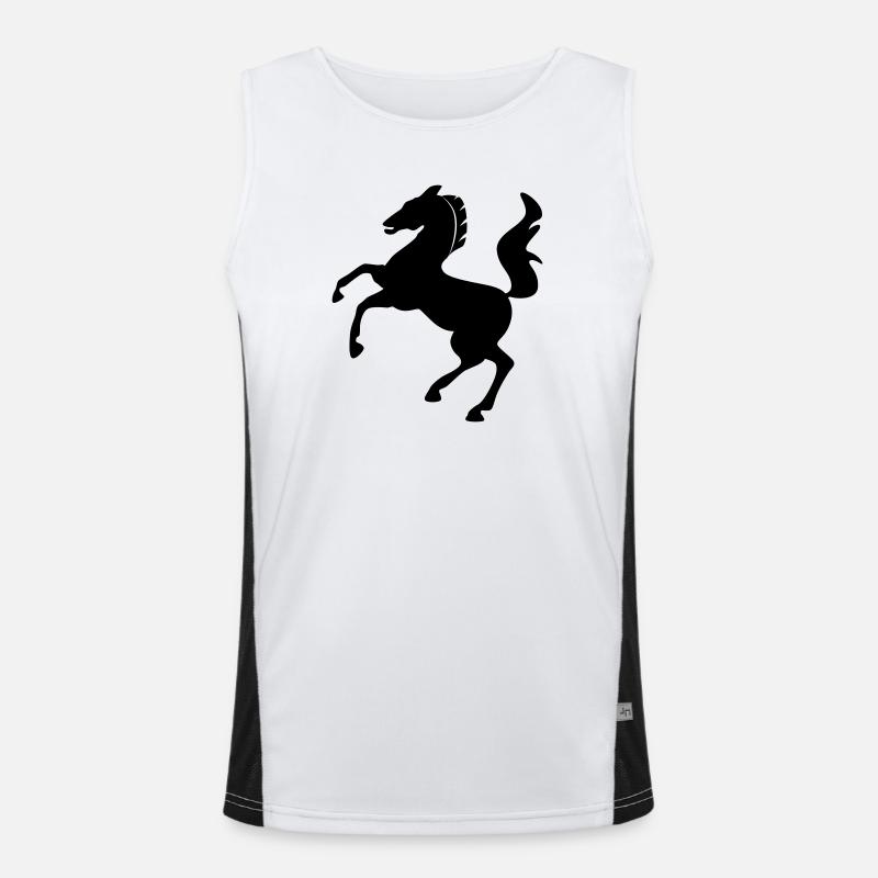 Pferd Symbol dynamisch springend Funktionelles Kontrast-Tank Top für Männer 