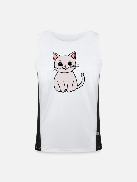 gray kitten - Men's Functional Contrast Tank Top  - white/black