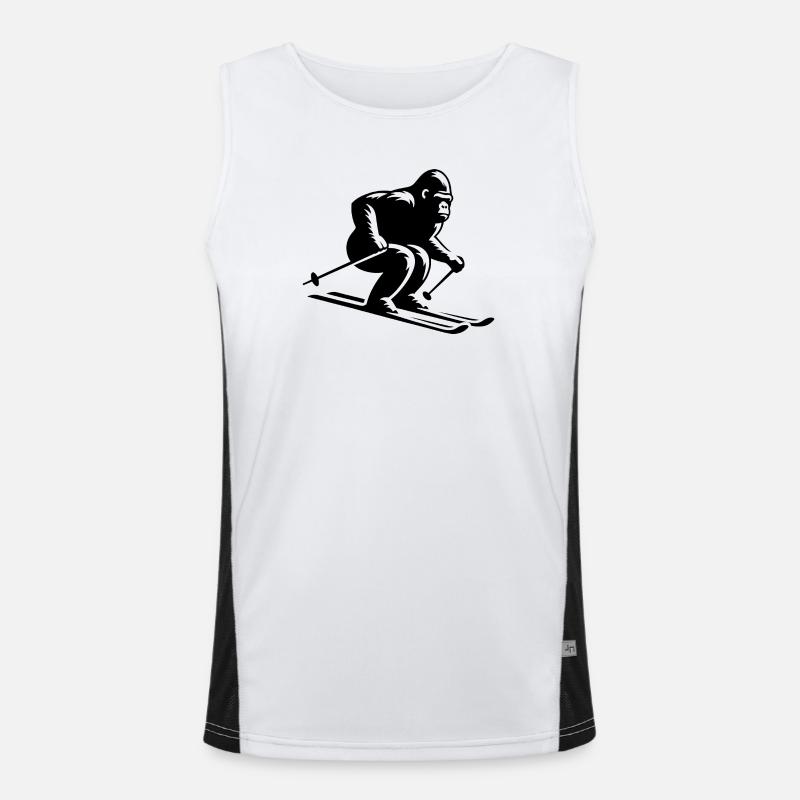 Affe Gorilla Schimpanse Ski Silhouette Design Funktionelles Kontrast-Tank Top für Männer 