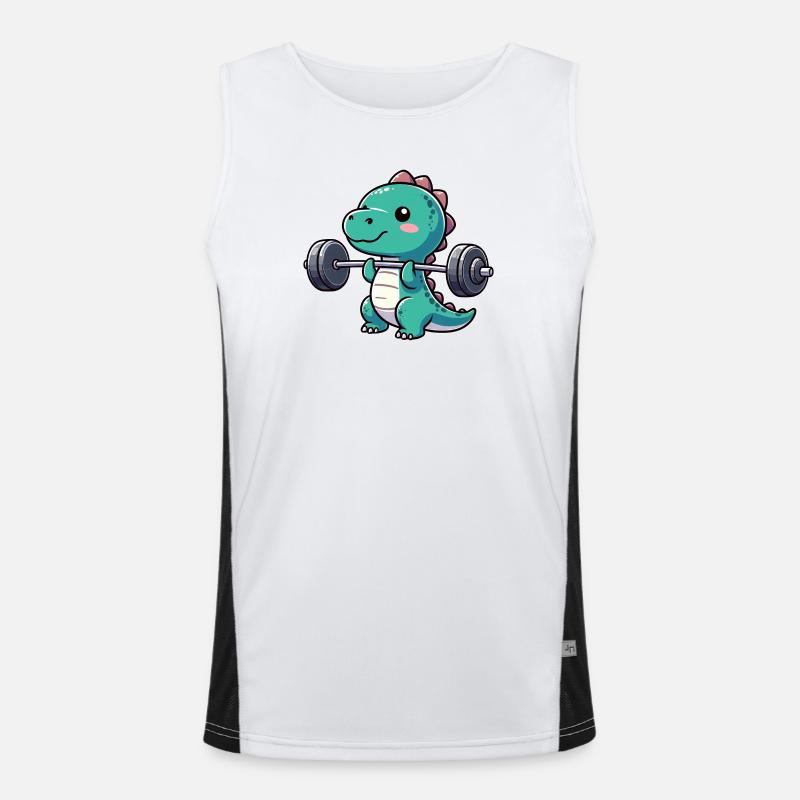 Dino T-Rex Workout Haltère Développé couché Design Débardeur respirant contrasté Homme 