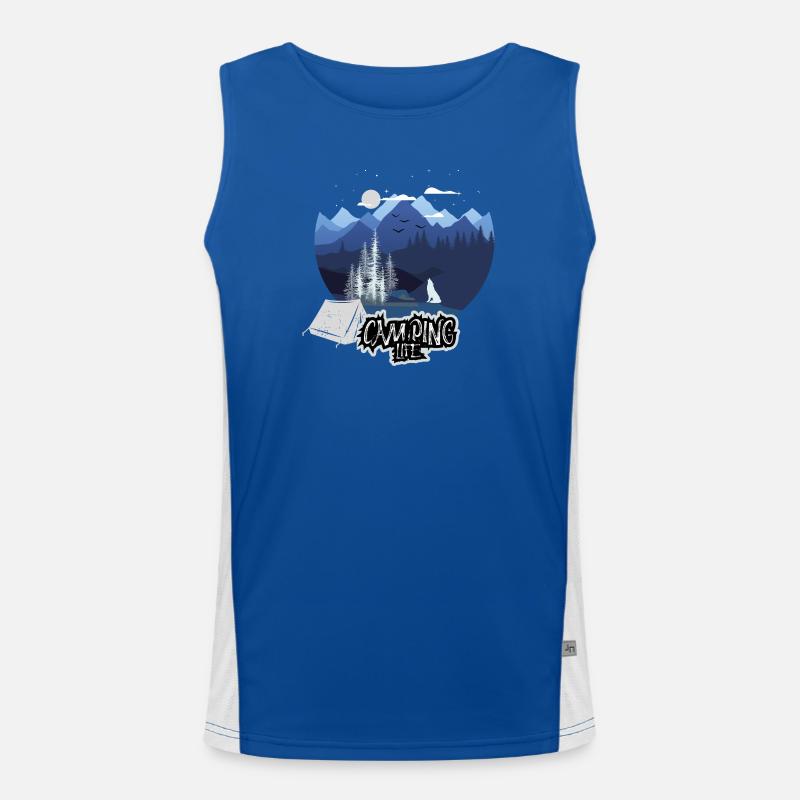 Camping Life Mountain Night Men's Functional Contrast Tank Top 