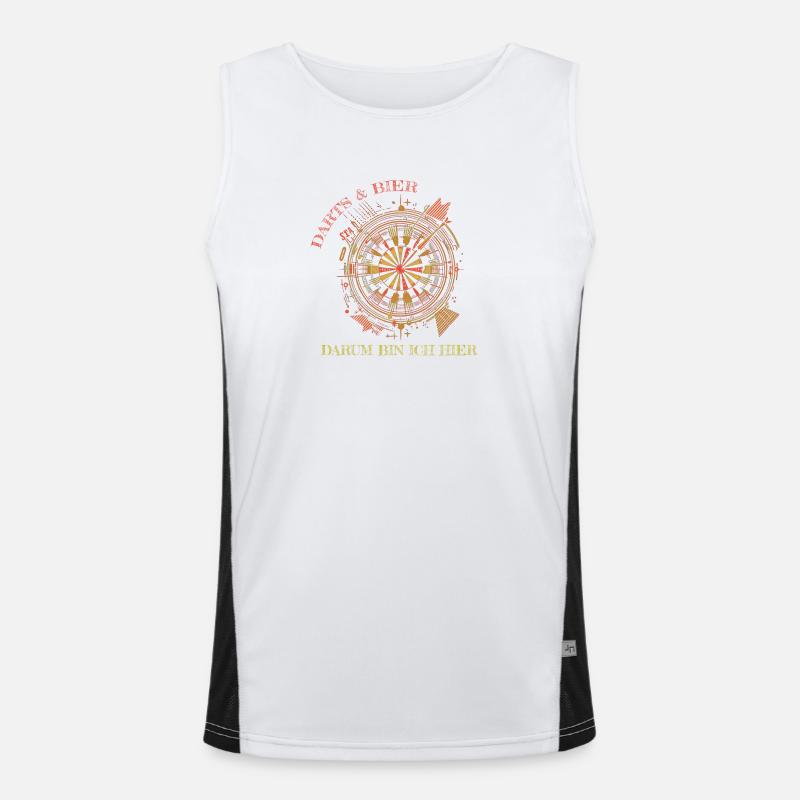 Darts & Bier, darum bin ich hier Funktionelles Kontrast-Tank Top für Männer 
