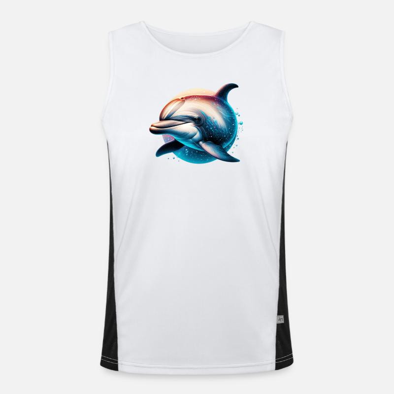 Dolphin - Men's Functional Contrast Tank Top - white/black