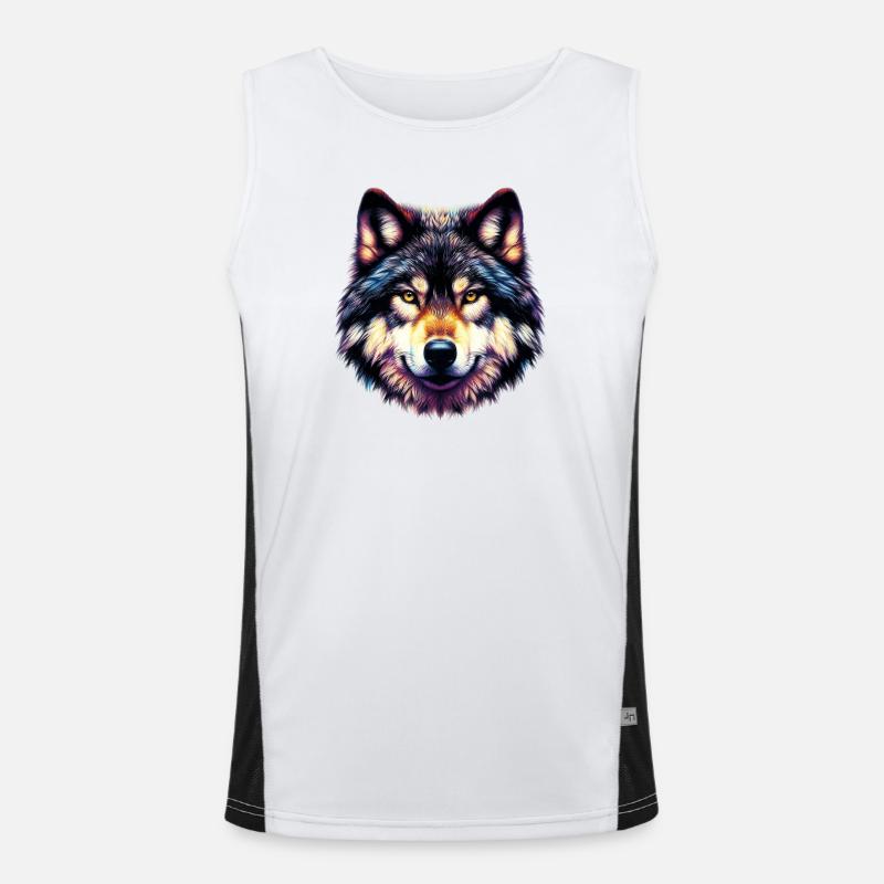 Wolf - Men's Functional Contrast Tank Top - white/black