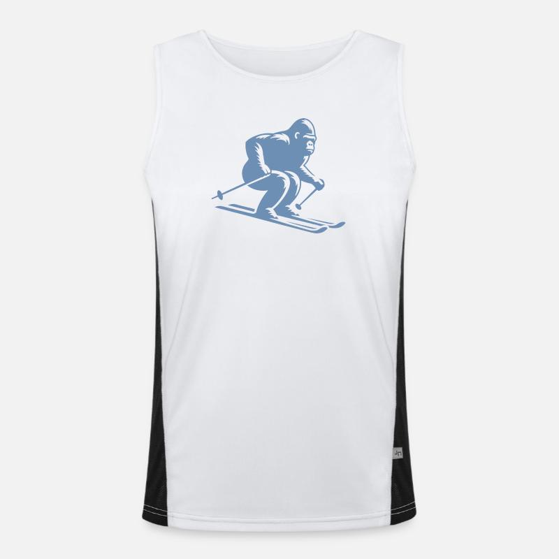 Affe Gorilla Schimpanse Ski Silhouette Design Funktionelles Kontrast-Tank Top für Männer 
