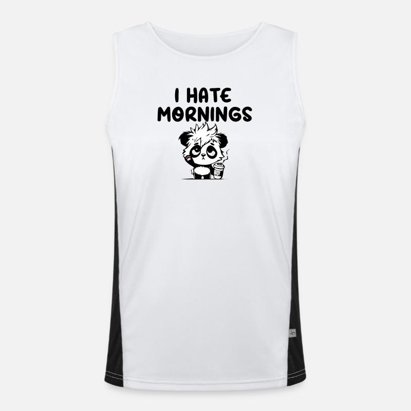 Ich hasse morgendlichen Panda Funktionelles Kontrast-Tank Top für Männer 