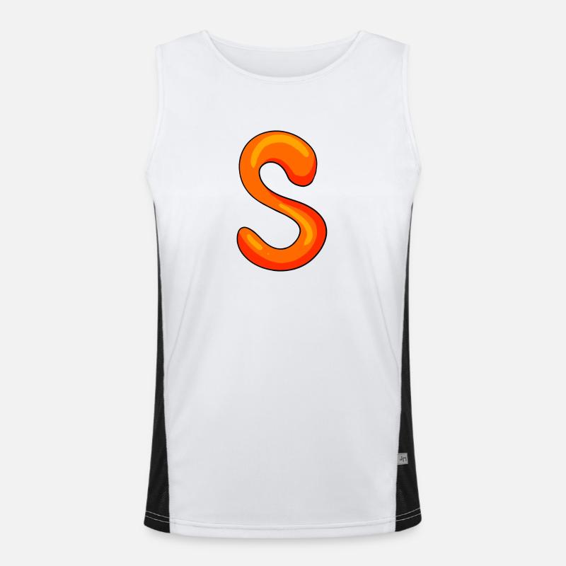Letter S Initial Letter - Men's Functional Contrast Tank Top - white/black