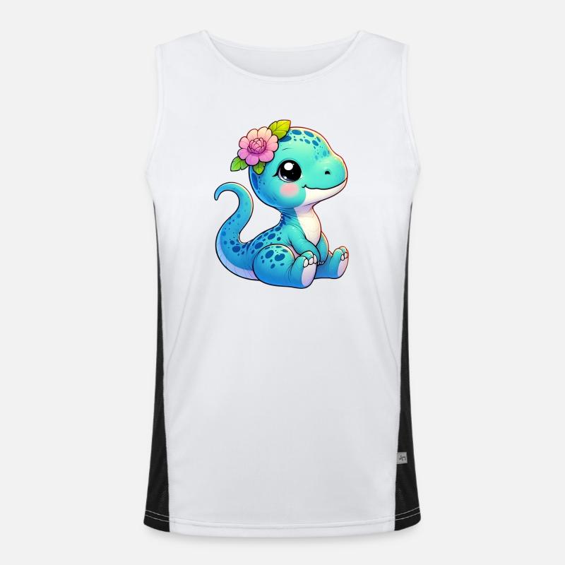 Dinosaur - Men's Functional Contrast Tank Top  - white/black