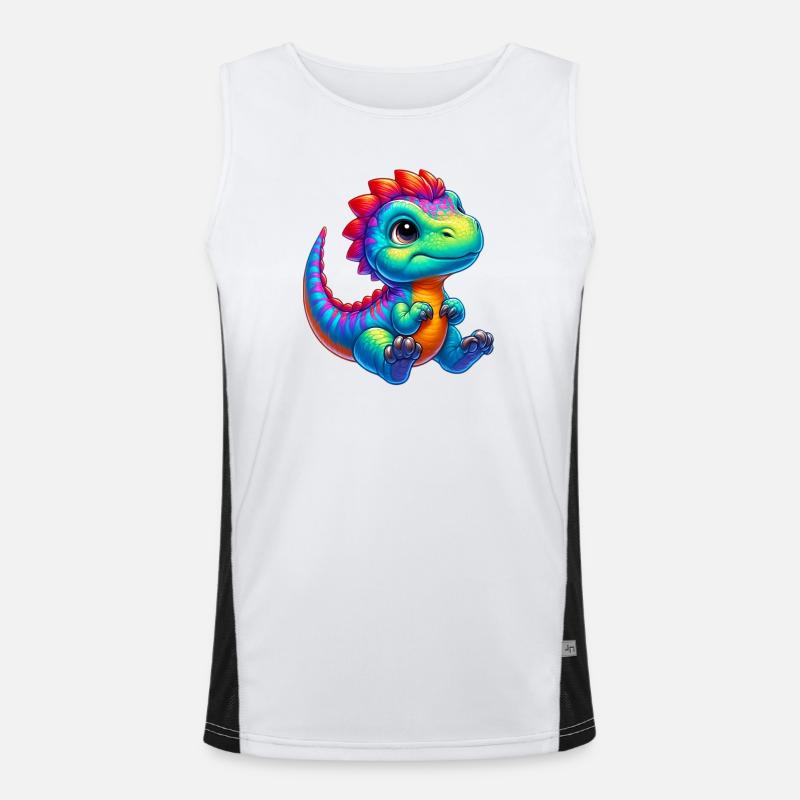 Dinosaur - Men's Functional Contrast Tank Top - white/black