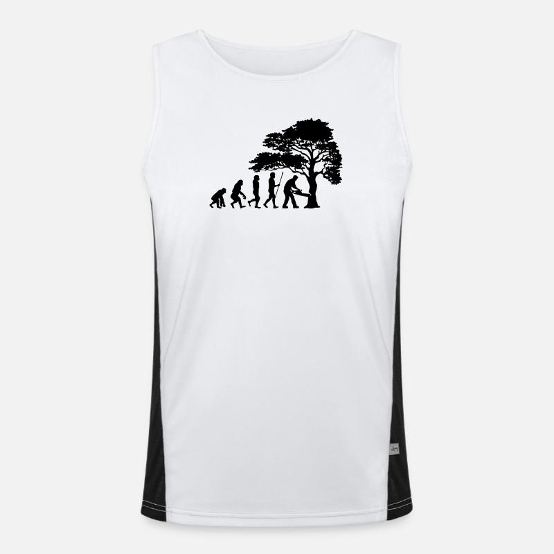 Lumberjack Tree Evolution Saw Sawdust Men's Functional Contrast Tank Top 