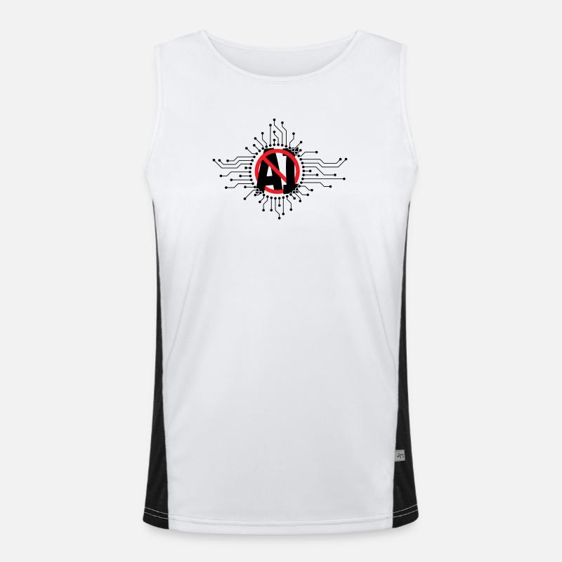 Stop, don't use artificial intelligence, AI. - Men's Functional Contrast Tank Top  - white/black