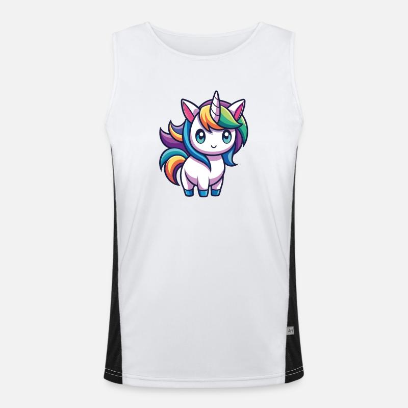 Niedliches Regenbogen-Einhorn – Kawaii-Stil Funktionelles Kontrast-Tank Top für Männer 