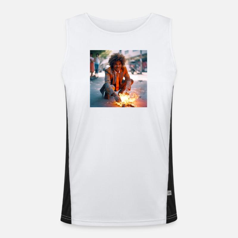 Der Brennende Mann 03 Funktionelles Kontrast-Tank Top für Männer 