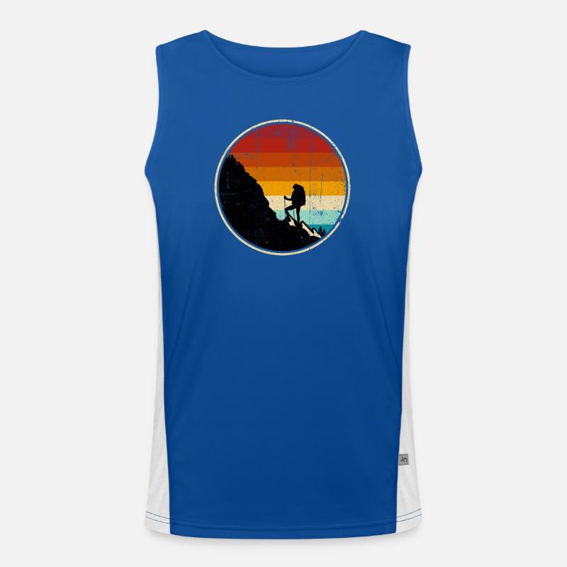 Kletterer am Sunset Retro Circle Funktionelles Kontrast-Tank Top für Männer 