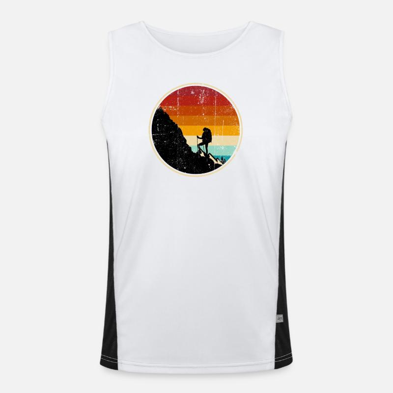 Climber at Sunset Retro Circle - Men's Functional Contrast Tank Top - white/black