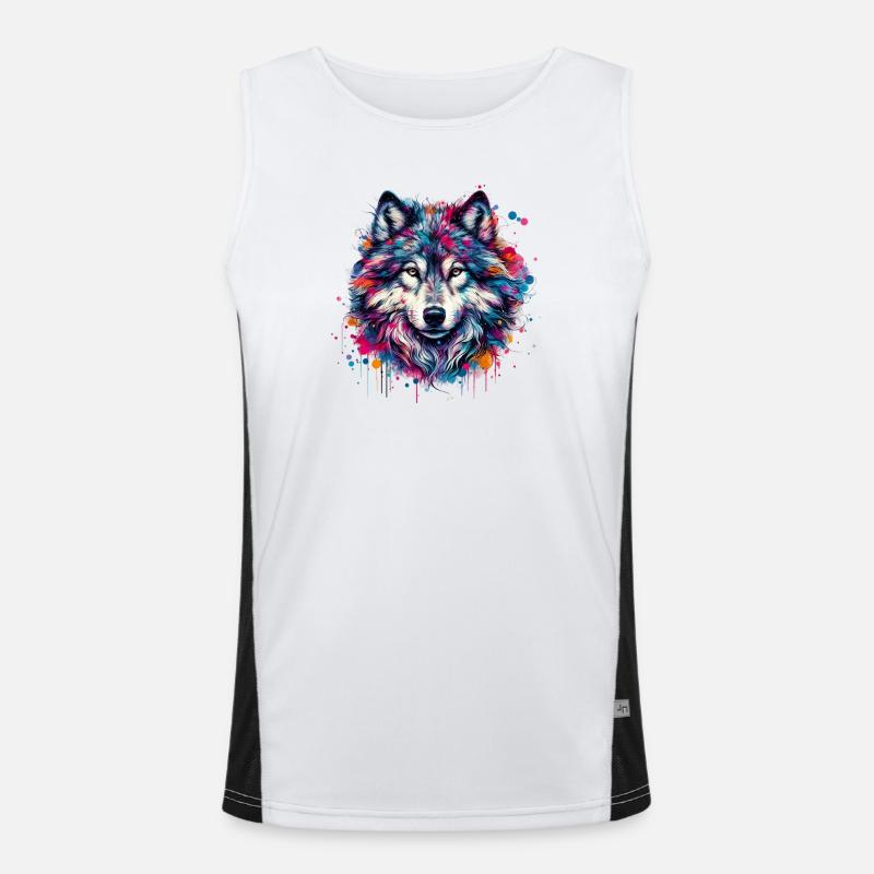 Wolf - Men's Functional Contrast Tank Top - white/black