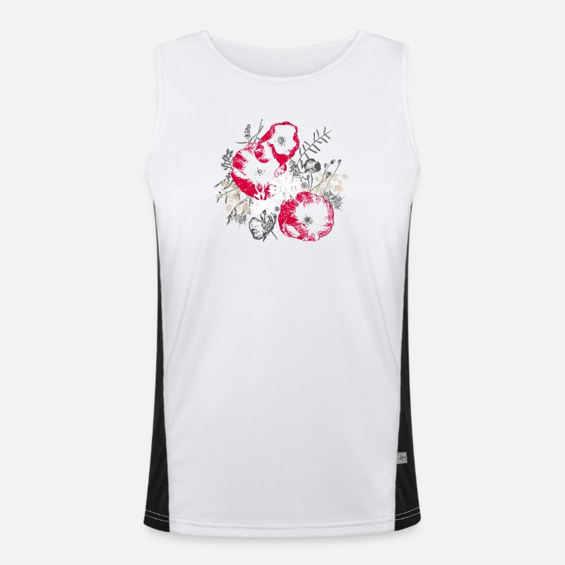 Mohnblumen Kornblumen Wildblumen Funktionelles Kontrast-Tank Top für Männer 