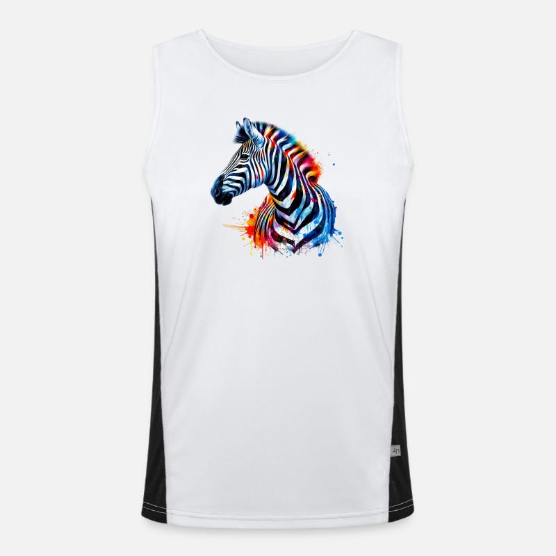 Zebra - Men's Functional Contrast Tank Top - white/black