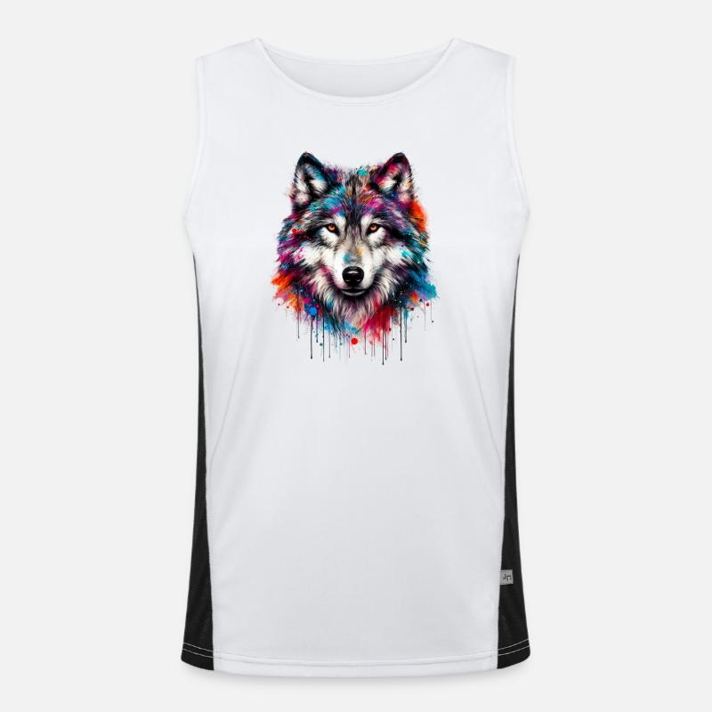 Wolf - Men's Functional Contrast Tank Top - white/black