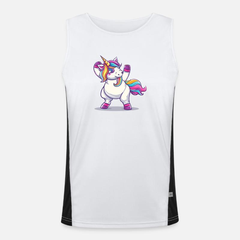 Rainbow Magic Unicorn Pose - Men's Functional Contrast Tank Top - white/black