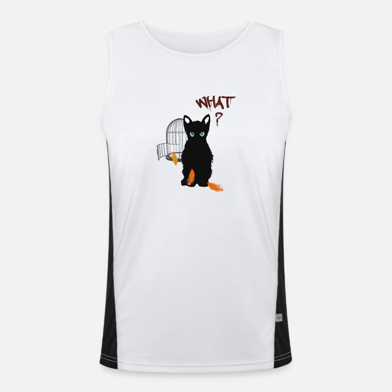 Kleines schwarzes süßes Kätzchen und Vogel Funktionelles Kontrast-Tank Top für Männer 