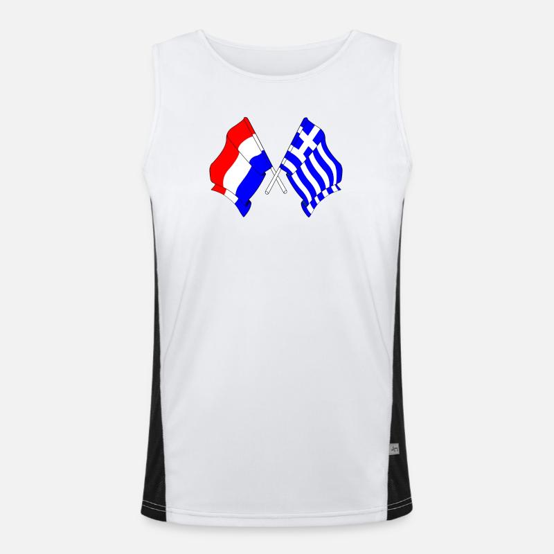 Drapeau des Pays-Bas et drapeau de la Grèce Débardeur respirant contrasté Homme 
