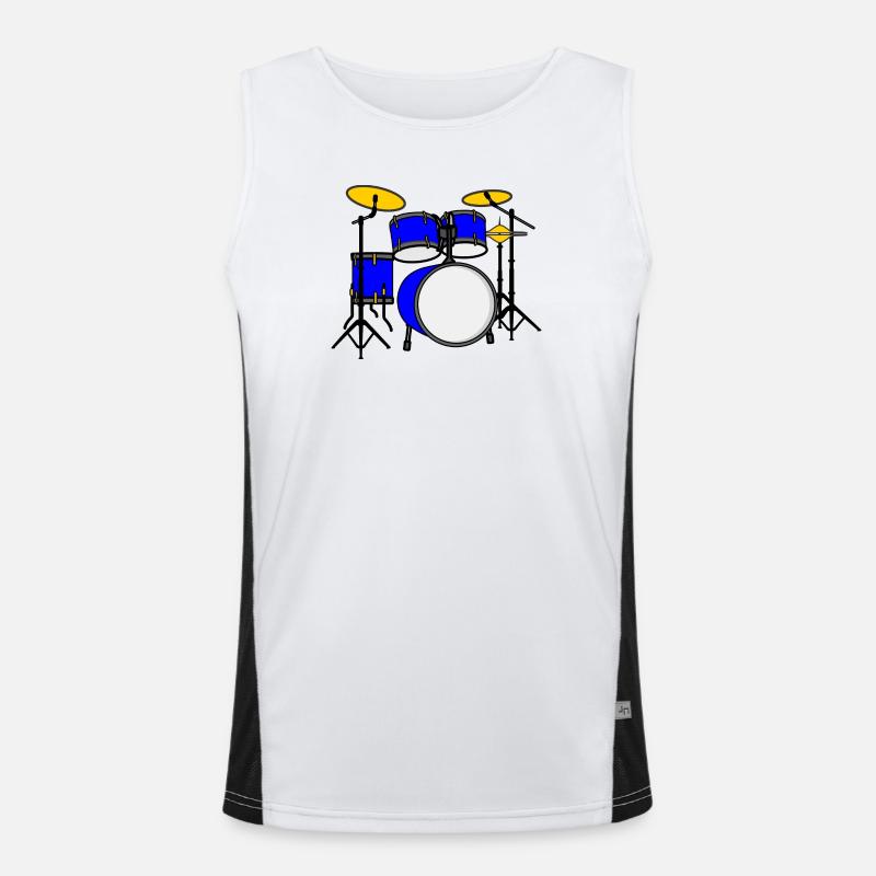 Drum kit blue logo Men's Functional Contrast Tank Top 